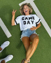 Load image into Gallery viewer, White/Black Sequin GAME DAY Crop