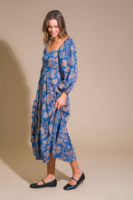 Load image into Gallery viewer, Blue Wildflowers Denim Midi Dress