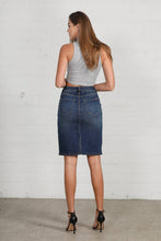 Load image into Gallery viewer, High Rise Button Fly Closure Denim Midi Skirt