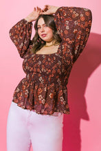 Load image into Gallery viewer, Rustic Blooms Peplum Top (Curvy Collection XL-3X)