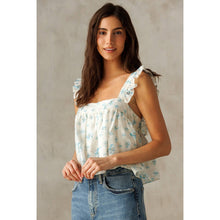 Load image into Gallery viewer, Sweet Blue Buttercups Boho Crop Top