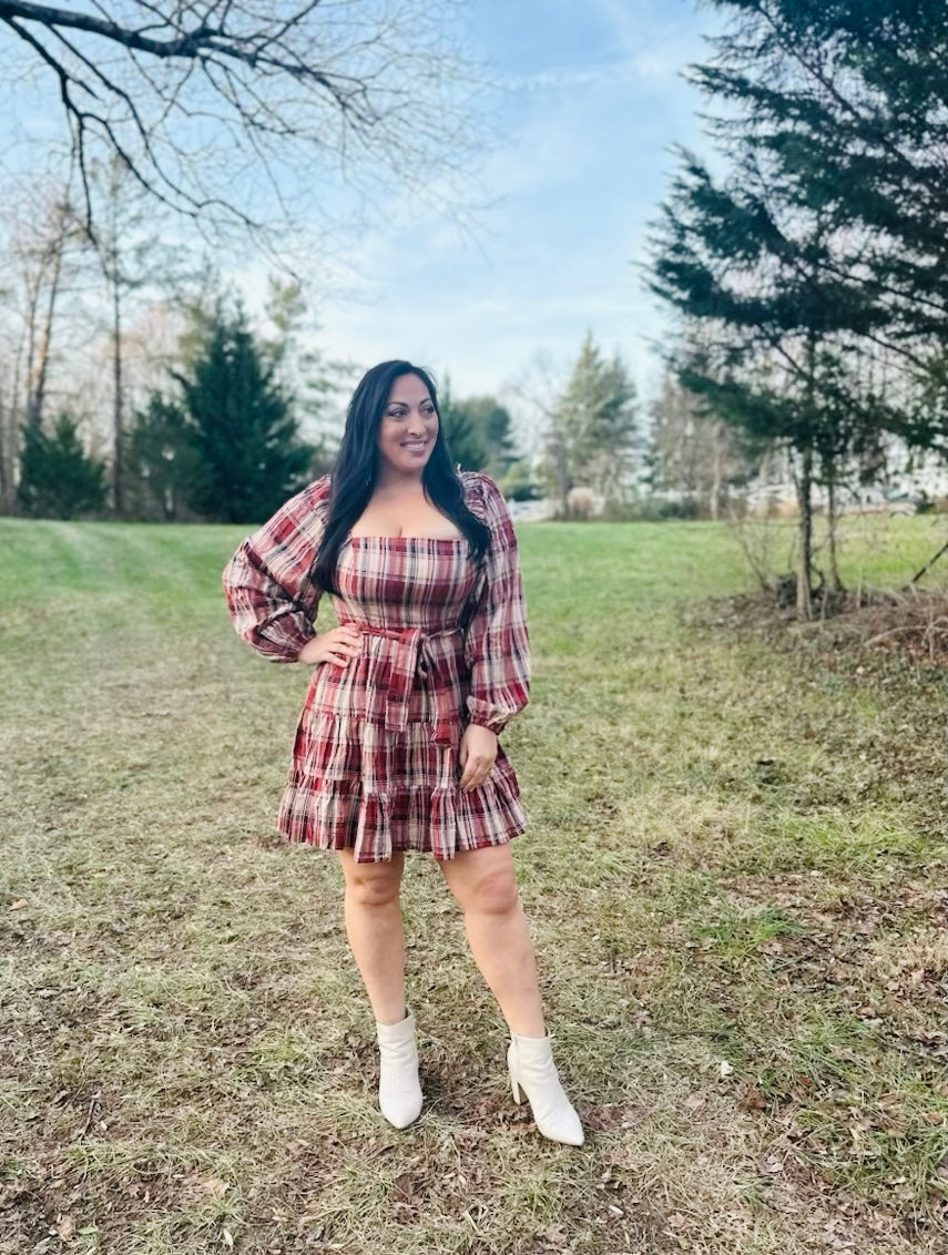 Holiday Truck Memories Flannel Dress L