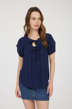 Load image into Gallery viewer, Spring Whispers Scallop Trim Top (Ivory or Navy)