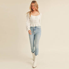 Load image into Gallery viewer, Autumn Romance Smocked Crop Peasant Top