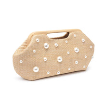 Load image into Gallery viewer, Mallory Oversized Pearl Straw Clutch
