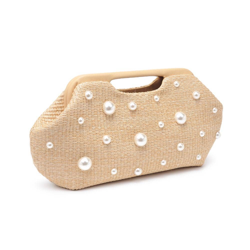 Mallory Oversized Pearl Straw Clutch