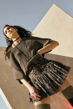 Load image into Gallery viewer, Wild Mocha Blooms Drop-Waist Lace-Up Pleated Mini Skort