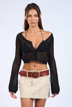 Load image into Gallery viewer, Midnight Mesh Crochet Crop Cardigan