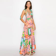 Load image into Gallery viewer, Retro Palm Springs Tropical Print Pocketed Maxi Dress
