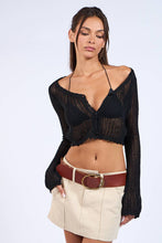 Load image into Gallery viewer, Midnight Mesh Crochet Crop Cardigan