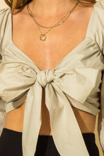 Load image into Gallery viewer, Pure Poetry Poplin Tie Front Crop Top