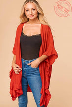 Load image into Gallery viewer, Rustic Summer Nights Ruffled Kimono (Curvy Collection)
