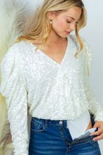 Load image into Gallery viewer, Winter White Wonderland Sequin Bodysuit (Curvy Collection)