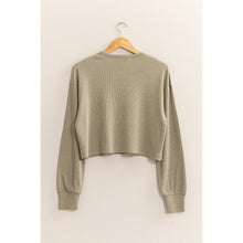 Load image into Gallery viewer, Lucky Day Cropped Olive Henley Top