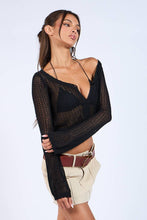 Load image into Gallery viewer, Midnight Mesh Crochet Crop Cardigan