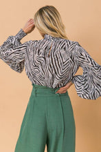 Load image into Gallery viewer, Zebra Happy Mock Neck Blouse