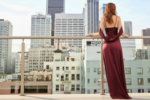 Load image into Gallery viewer, Sleek in Satin Cowl Back Wrap Maxi Dress