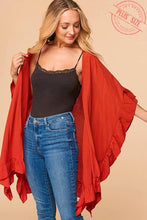 Load image into Gallery viewer, Rustic Summer Nights Ruffled Kimono (Curvy Collection)