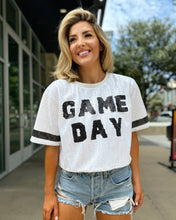 Load image into Gallery viewer, White/Black Sequin GAME DAY Crop