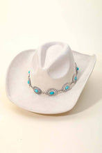 Load image into Gallery viewer, Gone Country Turquoise Oval Stone Strap Cowboy Hat (black or taupe)