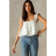 Load image into Gallery viewer, Sweet Blue Buttercups Boho Crop Top
