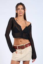 Load image into Gallery viewer, Midnight Mesh Crochet Crop Cardigan