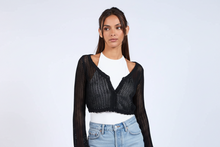 Load image into Gallery viewer, Midnight Mesh Crochet Crop Cardigan