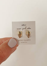 Load image into Gallery viewer, Gold Dip Point - Smoky Quartz - Gold Earrings