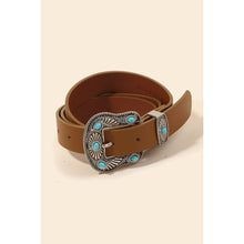 Load image into Gallery viewer, Wild Wild West Turquoise Stud Buckle Faux Leather Belt