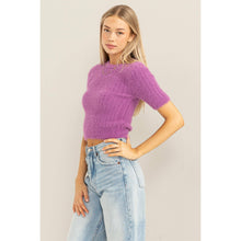 Load image into Gallery viewer, Fuzzy Plum Crop Sweater
