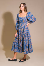 Load image into Gallery viewer, Blue Wildflowers Denim Midi Dress