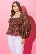 Load image into Gallery viewer, Rustic Blooms Peplum Top (Curvy Collection XL-3X)
