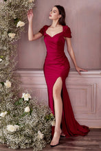 Load image into Gallery viewer, Burgundy Beauty Cap Sleeve Shawl Mermaid Fitted Gown