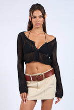 Load image into Gallery viewer, Midnight Mesh Crochet Crop Cardigan