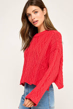 Load image into Gallery viewer, Holly Jolly Holiday Season Cable Knit Crop Sweater