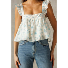 Load image into Gallery viewer, Sweet Blue Buttercups Boho Crop Top