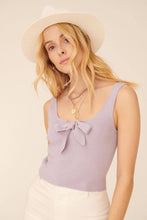 Load image into Gallery viewer, Lavender Haze Bow Detail Crop Sweater Top