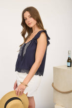 Load image into Gallery viewer, Whispering Willows Linen Blend Top (White or Navy)