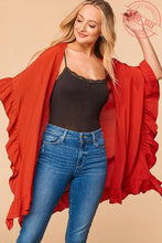 Load image into Gallery viewer, Rustic Summer Nights Ruffled Kimono (Curvy Collection)