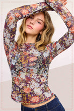Load image into Gallery viewer, Perfect Petals Semi Sheer Long Sleeve Mesh Top (2 colors)