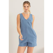 Load image into Gallery viewer, Hazy Blue Grey Skies Cozy Pocketed Romper
