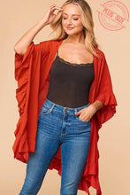 Load image into Gallery viewer, Rustic Summer Nights Ruffled Kimono (Curvy Collection)