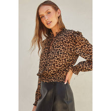 Load image into Gallery viewer, Wild Child Leopard Sheer Crop Blouse