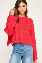 Load image into Gallery viewer, Holly Jolly Holiday Season Cable Knit Crop Sweater