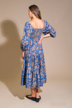 Load image into Gallery viewer, Blue Wildflowers Denim Midi Dress