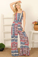 Load image into Gallery viewer, Red, White & Blue for You Bandana Paisley Print Jumpsuit