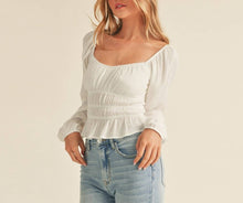 Load image into Gallery viewer, Spring Romance Smocked Crop Peasant Top
