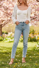 Load image into Gallery viewer, Spring Romance Smocked Crop Peasant Top