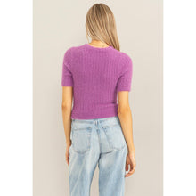 Load image into Gallery viewer, Fuzzy Plum Crop Sweater