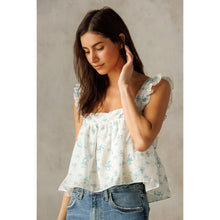 Load image into Gallery viewer, Sweet Blue Buttercups Boho Crop Top